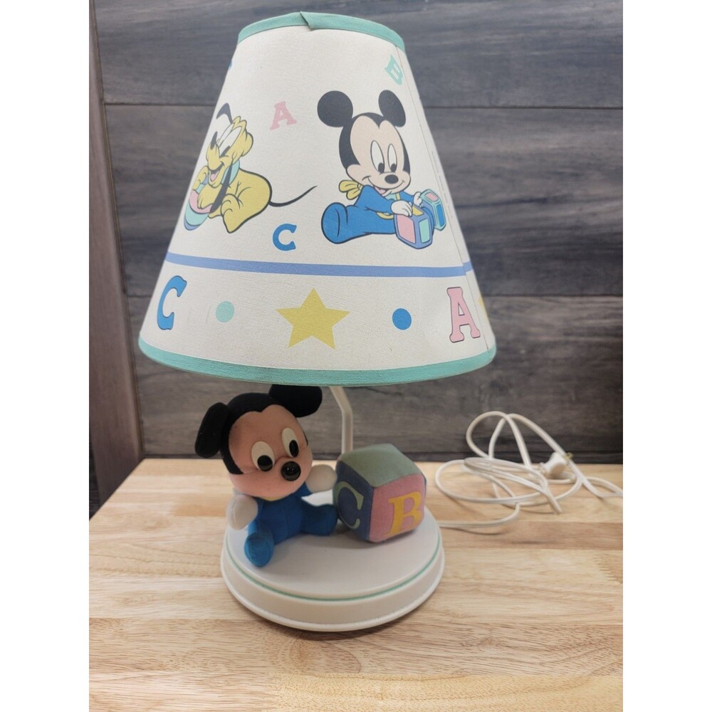 Vintage Disney  Baby Mickey Mouse With Block Nursery Lamp